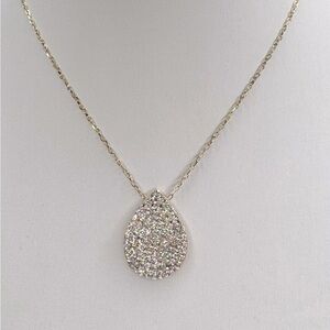 Elegant Gold and Pave Crystals Teardrop Pendant Necklace